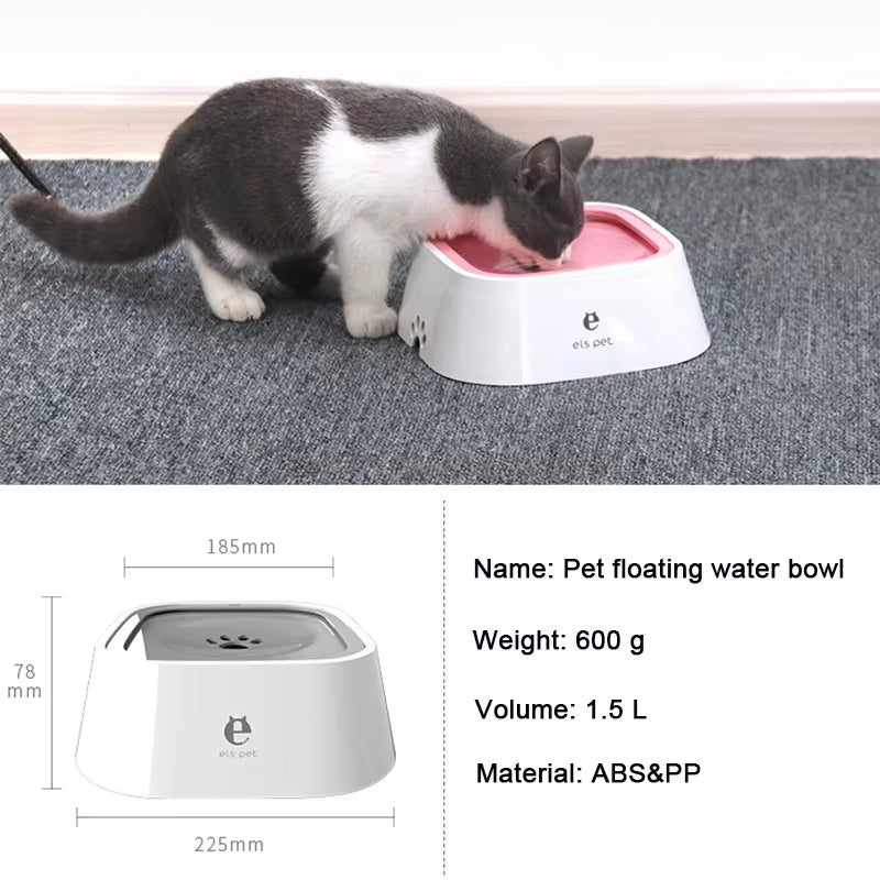 Non-Spill Floating Dog and Cat Water Bowl - Anti-Overflow Dispenser in Durable Plastic